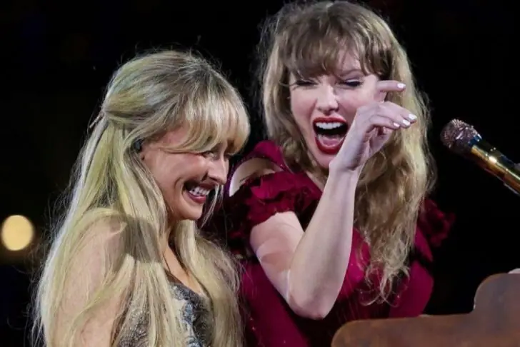 Sabrina Carpenter and Taylor Swift at Eras Tour in New Orleans.